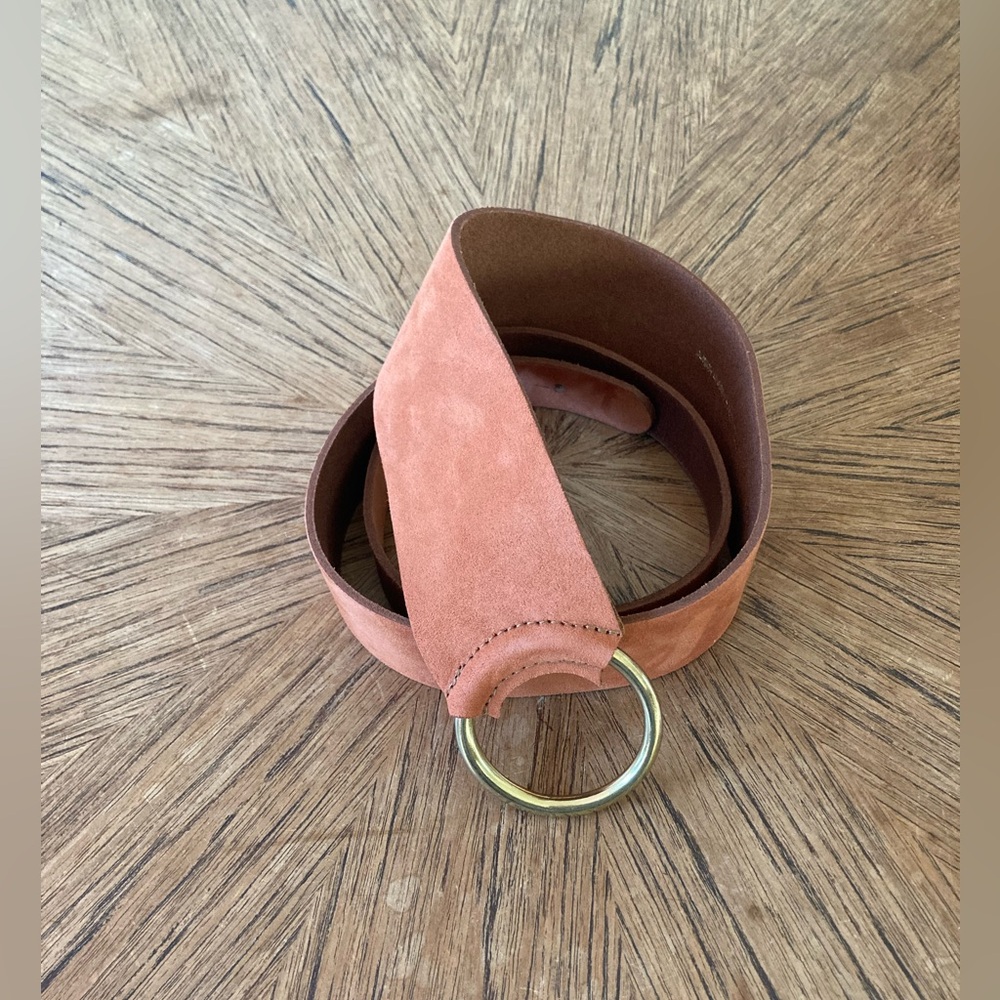 InWear Terracotta Suede/Leather Hipster Belt with Gold Ring - Size XL